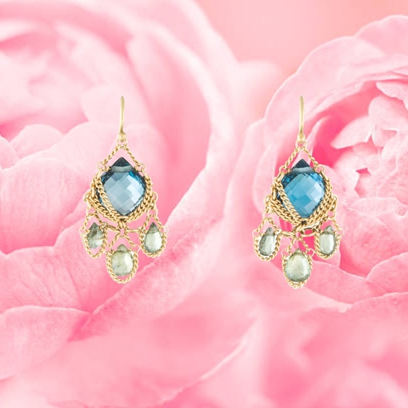 SOLD -Anthony Nak 18k Topaz Tsai Green Sapphire Earrings - Picture 3 of 4